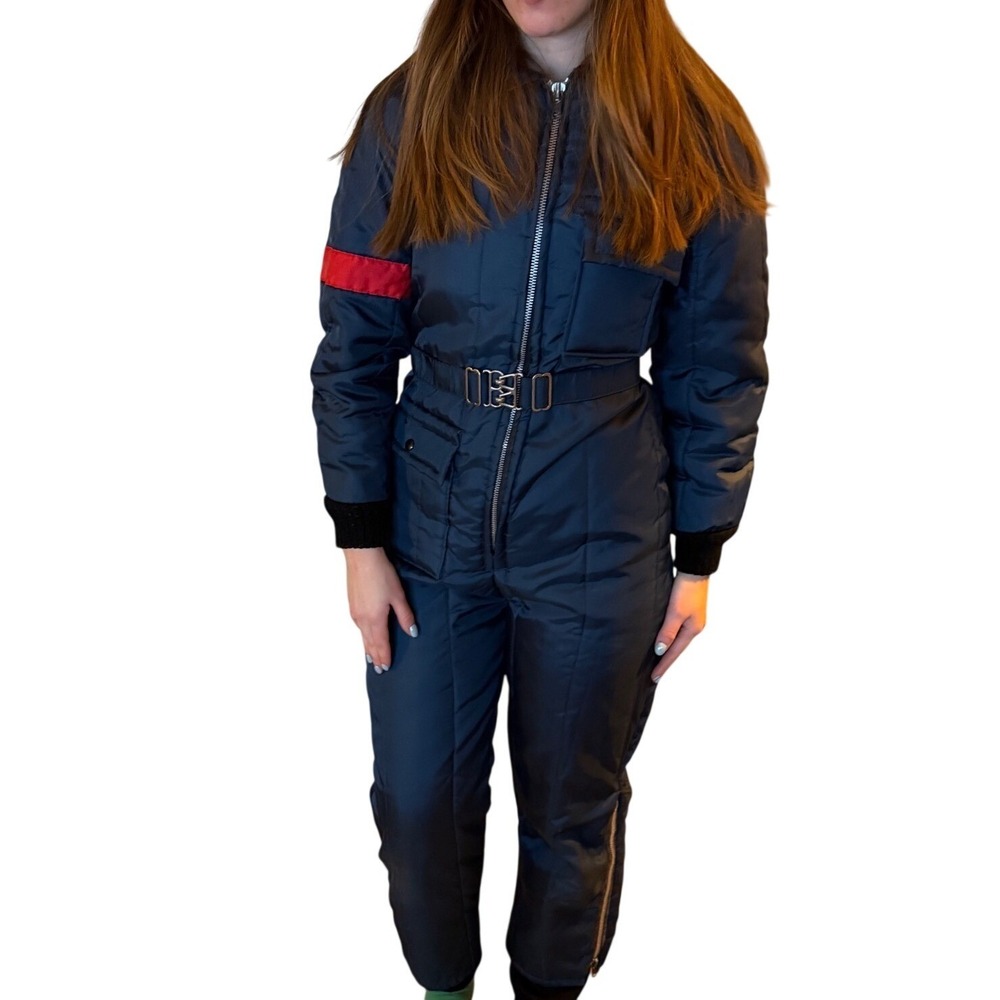 Vintage Jcpenney Women's‎ Snowmobile Suit Stripe Blue Size 8 -10 Insulated Retro